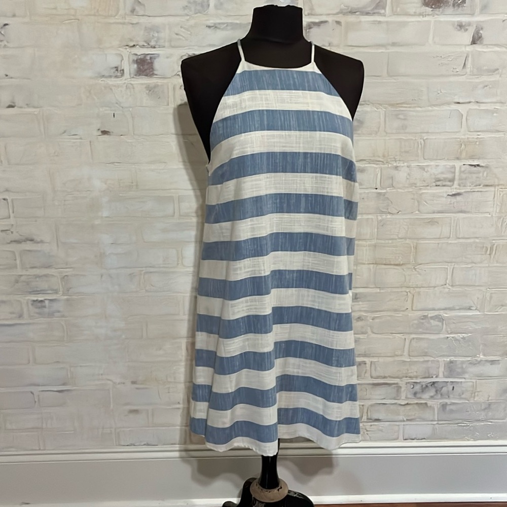H.  Blue & White Halter dress. SzLG